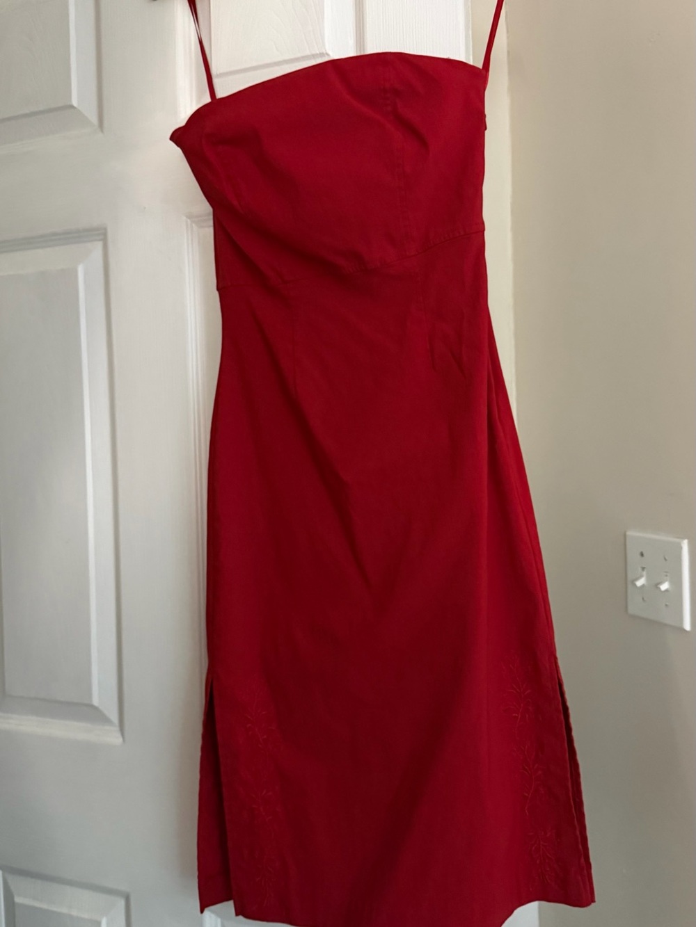 90s 00s Vintage Express Red Strapless Dress lace up back